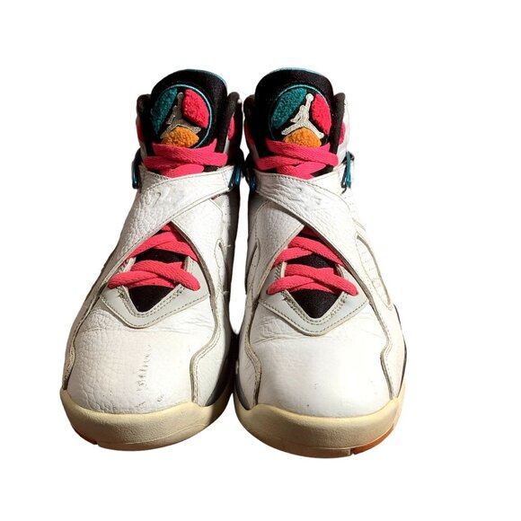 Nike Air Jordan 8 Retro South Beach Sneakers Mens 8 White Pink Green 305381-113 - Picture 2 of 11